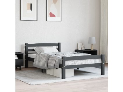 vidaXL Posteľný rám, tmavosivý, borovicový masív 100x200 cm