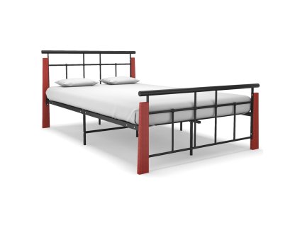 vidaXL Posteľný rám, kov a dubový masív 120x200 cm