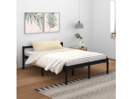 vidaXL Posteľ pre seniorov, čierna 150x200 cm, veľkosť King, borovica