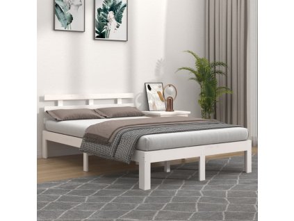vidaXL Posteľný rám biely masívne drevo 120x200 cm