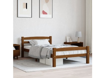 vidaXL Posteľný rám, medovo hnedý, borovicový masív 90x200 cm