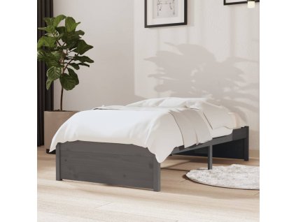 vidaXL Posteľný rám sivý masívne drevo 75x190 cm 2FT6 malé jednolôžko