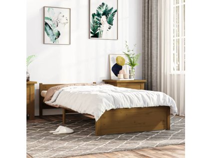 vidaXL Posteľný rám hnedý masívne drevo 75x190 cm 2FT6 malé jednolôžko