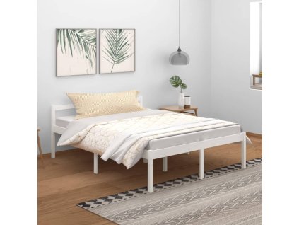 vidaXL Posteľ pre seniorov, biela 150x200 cm, veľkosť King, borovica