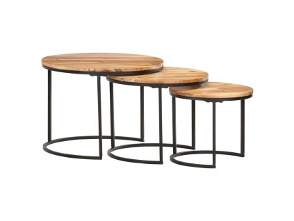 vidaXL Stohovateľné stolíky 3 ks akáciový masív