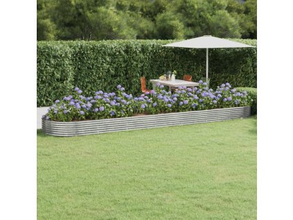 vidaXL Vyvýšený záhradný záhon práškovaná oceľ 600x140x36cm strieborný