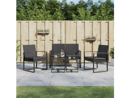 vidaXL 5-dielna záhradná jedálenská sada s vankúšmi čierna PP ratan