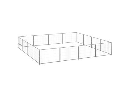 vidaXL Koterec pre psy strieborný 16 m² oceľ