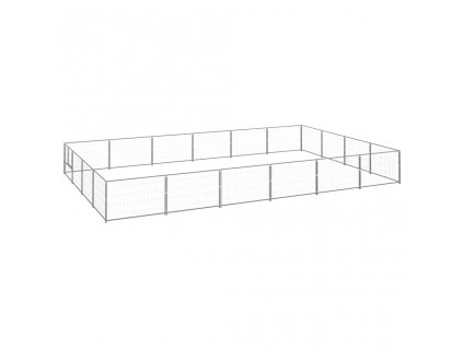 vidaXL Koterec pre psy strieborný 24 m² oceľ