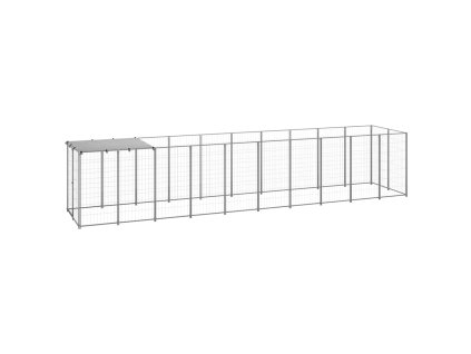 vidaXL Koterec pre psy strieborný 6,05 m² oceľ