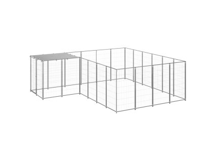 vidaXL Koterec pre psy strieborný 8,47 m² oceľ