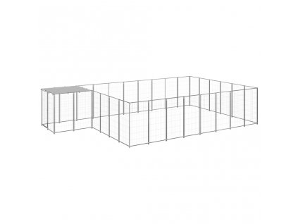 vidaXL Koterec pre psy strieborný 15,73 m² oceľ