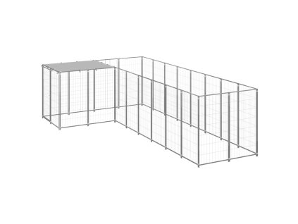 vidaXL Koterec pre psy strieborný 6,05 m² oceľ