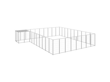 vidaXL Koterec pre psy strieborný 25,41 m² oceľ