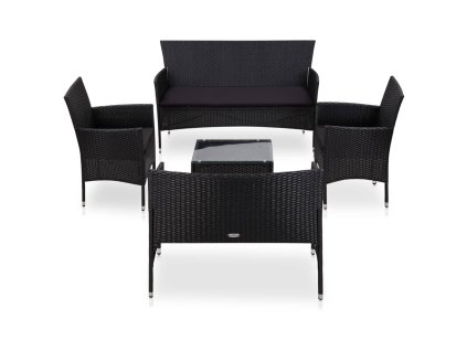 vidaXL 5-dielna záhradná sedacia súprava s vankúšmi polyratan čierna