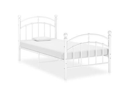 vidaXL Posteľný rám biely kovový 100x200 cm