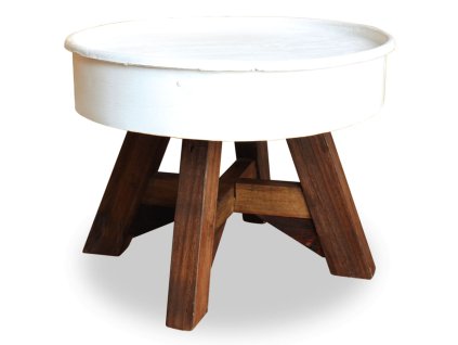 vidaXL Konferenčný stolík 60x45 cm biely masívne recyklované drevo