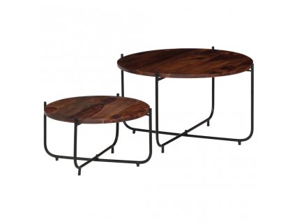 vidaXL 2-dielna sada konferenčných stolíkov masívne sheeshamové drevo 60x35 cm