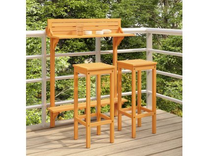 vidaXL 3-dielna barová súprava na balkón, akáciový masív