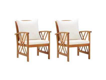 vidaXL Záhradné stoličky s vankúšmi 2 ks akáciový masív