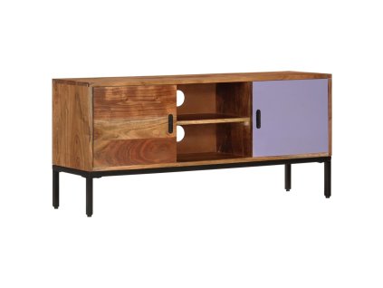 vidaXL TV skrinka hnedo-sivá 110x30x50 cm masívne akáciové drevo