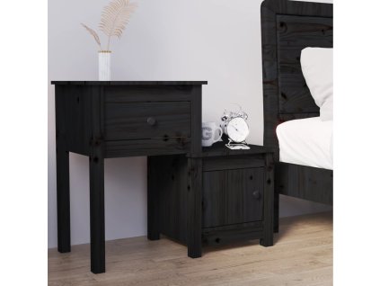 vidaXL Nočný stolík čierny 79,5x38x65,5 cm masívne borovicové drevo
