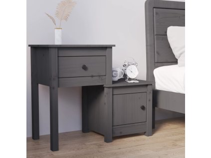 vidaXL Nočný stolík sivý 79,5x38x65,5 cm masívne borovicové drevo
