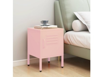 vidaXL Nočný stolík ružový 35x35x51 cm oceľ