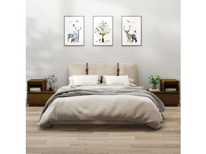 vidaXL Nočné stolíky 2 ks medovo-hnedé 60x34x51 cm borovicové drevo