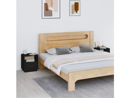 vidaXL Nočné stolíky 2 ks čierne 40x34x45 cm borovicový masív