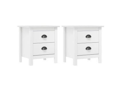 vidaXL Nočné stolíky Hill 2 ks, biele 46x35x49,5 cm, borovicový masív