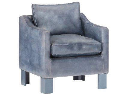 vidaXL Klubové kreslo, sivé, pravá koža