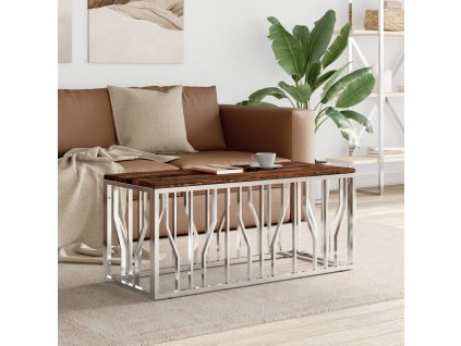 vidaXL Konferenčný stolík nehrdzavejúca oceľ a recyklovaný masív