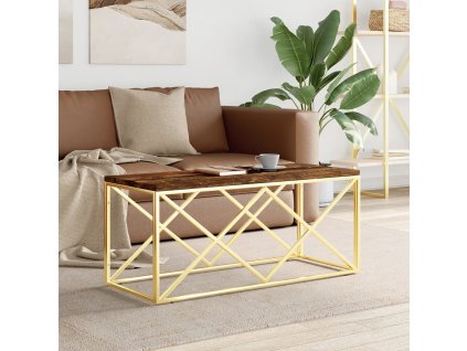 vidaXL Konferenčný stolík nehrdzavejúca oceľ a recyklovaný masív