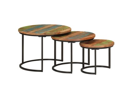 vidaXL Zasúvacie stolíky 3 ks recyklovaný masív