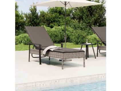 vidaXL Lehátko s vankúšovým šedé polyratan