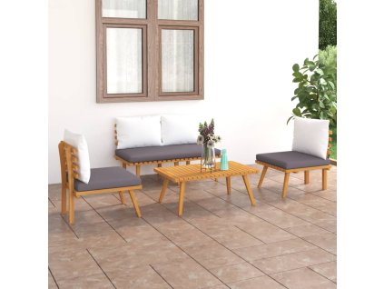 vidaXL 4-dielna záhradná sedacia súprava, podložky, akáciový masív