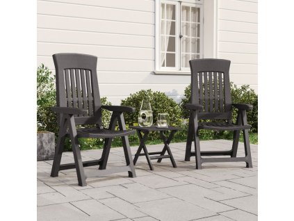 vidaXL Záhradné sklápacie kreslá 2 ks antracitové PP