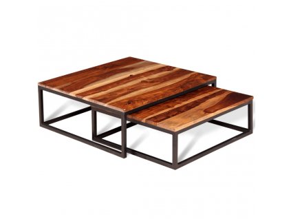 vidaXL 2-dielna sada stohovacích konferenčných stolíkov, sheeshamové drevo