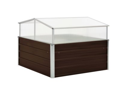 vidaXL Skleník hnedý 100x100x85 cm pozinkovaná oceľ