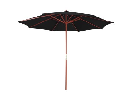 vidaXL Slnečník s drevenou tyčou 300x258 cm čierny