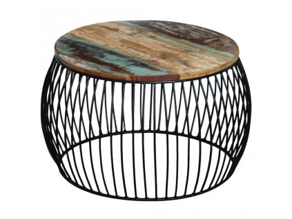 vidaXL Konferenčný stolík, okrúhly, recyklovaný masív 68x37 cm