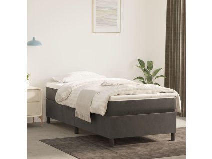 vidaXL Posteľný rám na boxspring tmavosivý 90x190 cm zamat