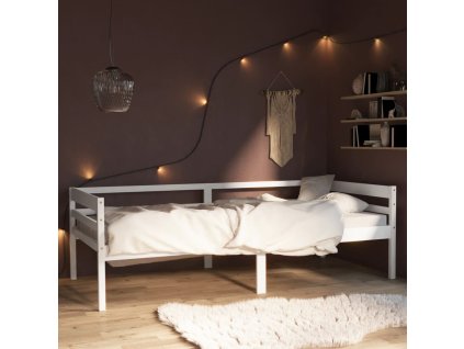 vidaXL Posteľný rám biely borovicový masív 90x200 cm