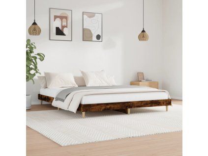 vidaXL Posteľný rám dymový dub 200x200 cm kompozitné drevo