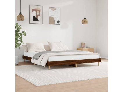 vidaXL Posteľný rám hnedý dub 200x200 cm kompozitné drevo