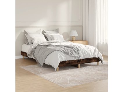 vidaXL Posteľný rám dymový dub 120x190 cm borovicový masív