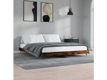 vidaXL Posteľný rám dymový dub 200x200 cm kompozitné drevo