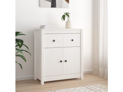 vidaXL Komoda biela 70x35x80 cm borovicový masív