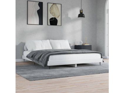 vidaXL Posteľný rám lesklý biely 150x200 cm kompozitné drevo